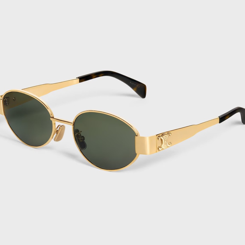 Celine Gold Triomphe Oval Sunglasses